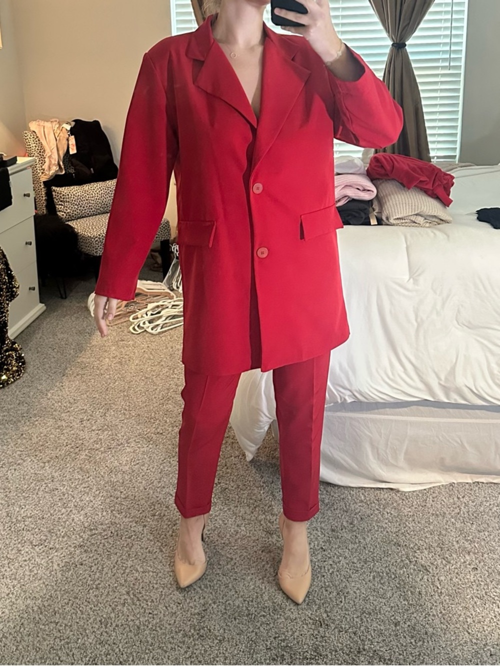 Boohoo Red Oversized Blazer